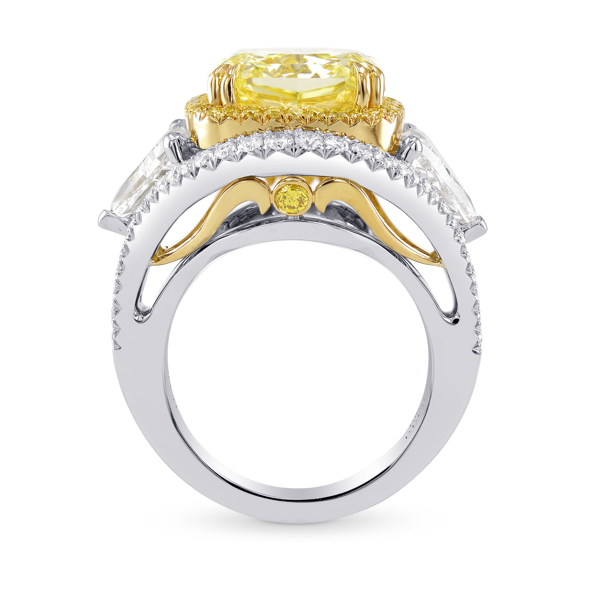 Fancy Intense Yellow, Radiant & Triangle Diamond Halo Ring