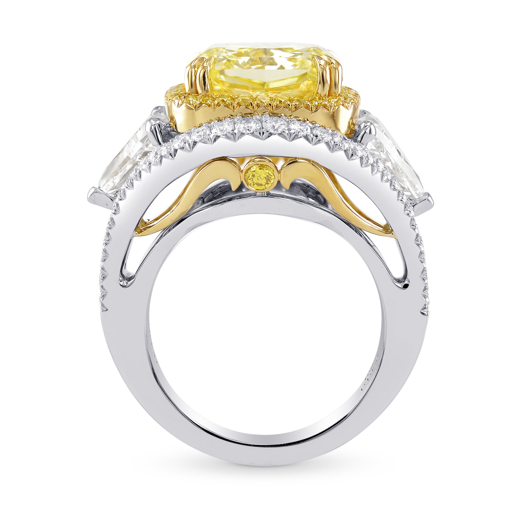 Fancy Intense Yellow, Radiant & Triangle Diamond Halo Ring