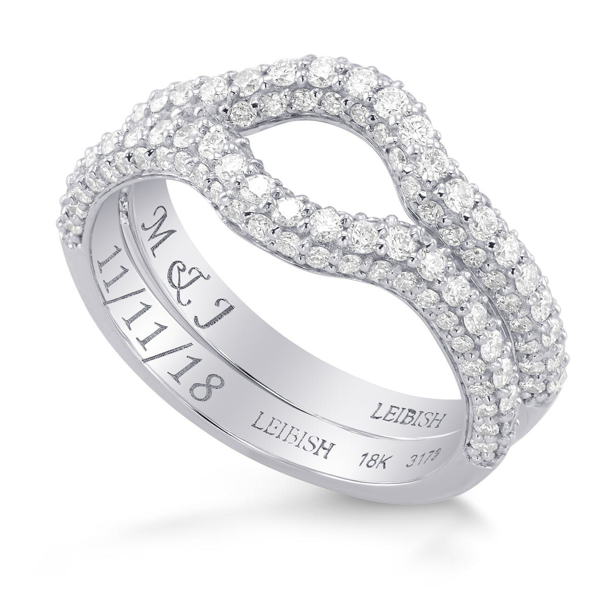 Two contoured diamond half eternity wedding bands