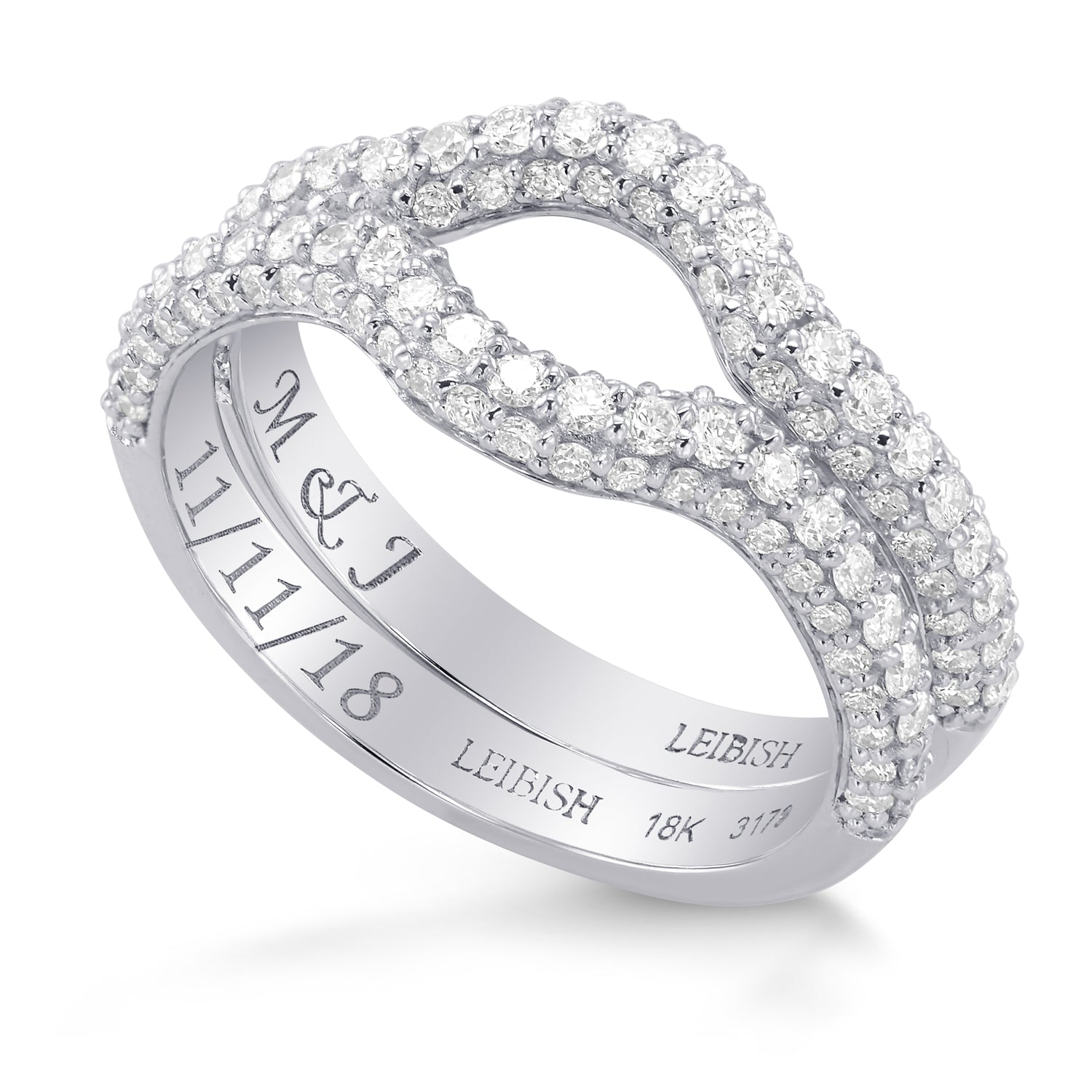 Two contoured diamond half eternity wedding bands