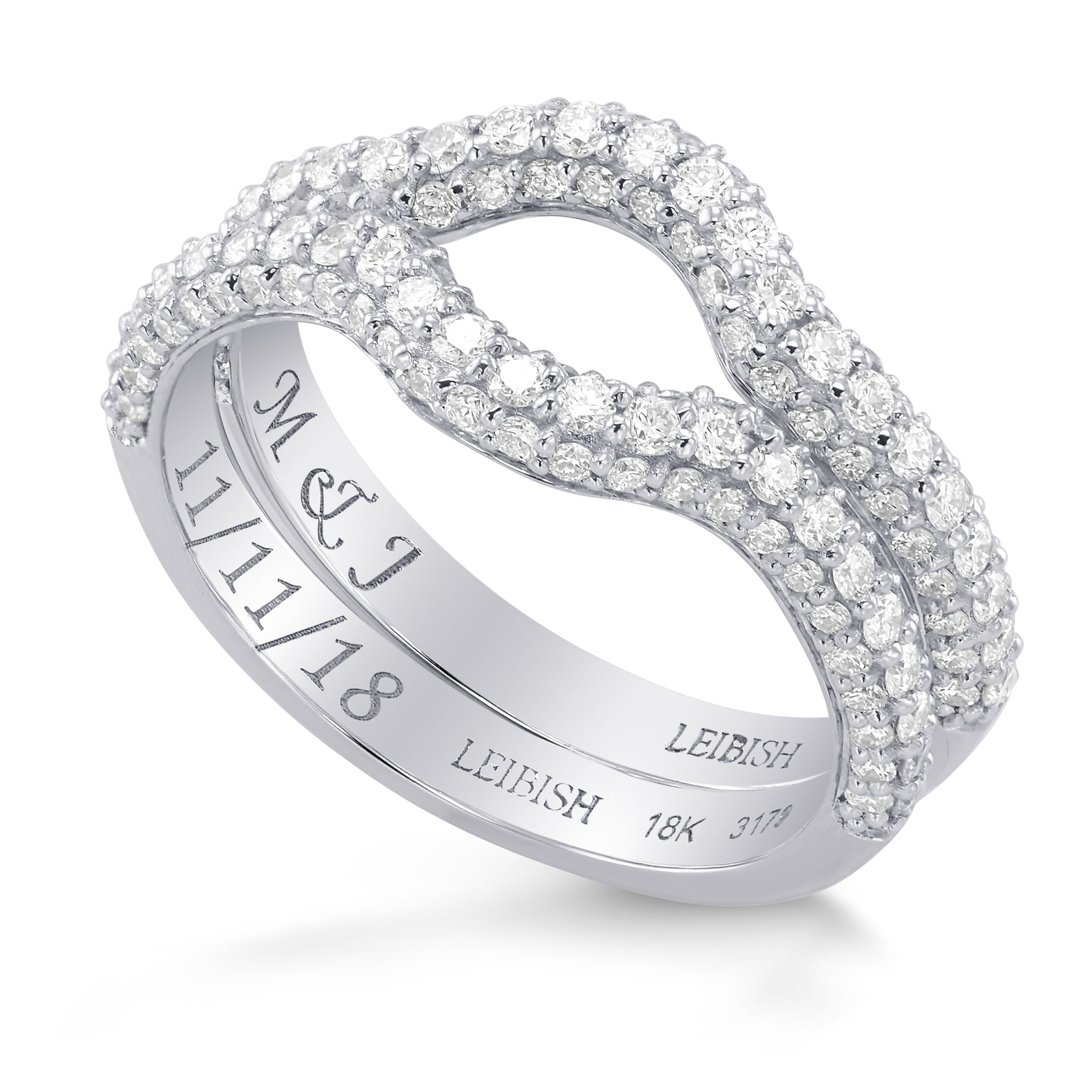 Two contoured diamond half eternity wedding bands