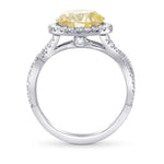 Light Yellow Round Halo Diamond Ring