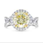Light Yellow Round Halo Diamond Ring