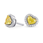 Fancy Intense Yellow Heart Shape Diamond Halo Earrings