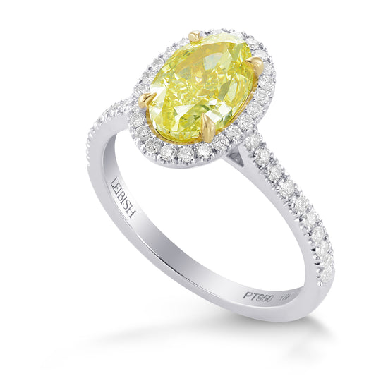 Fancy Intense Yellow Oval Diamond Halo Ring