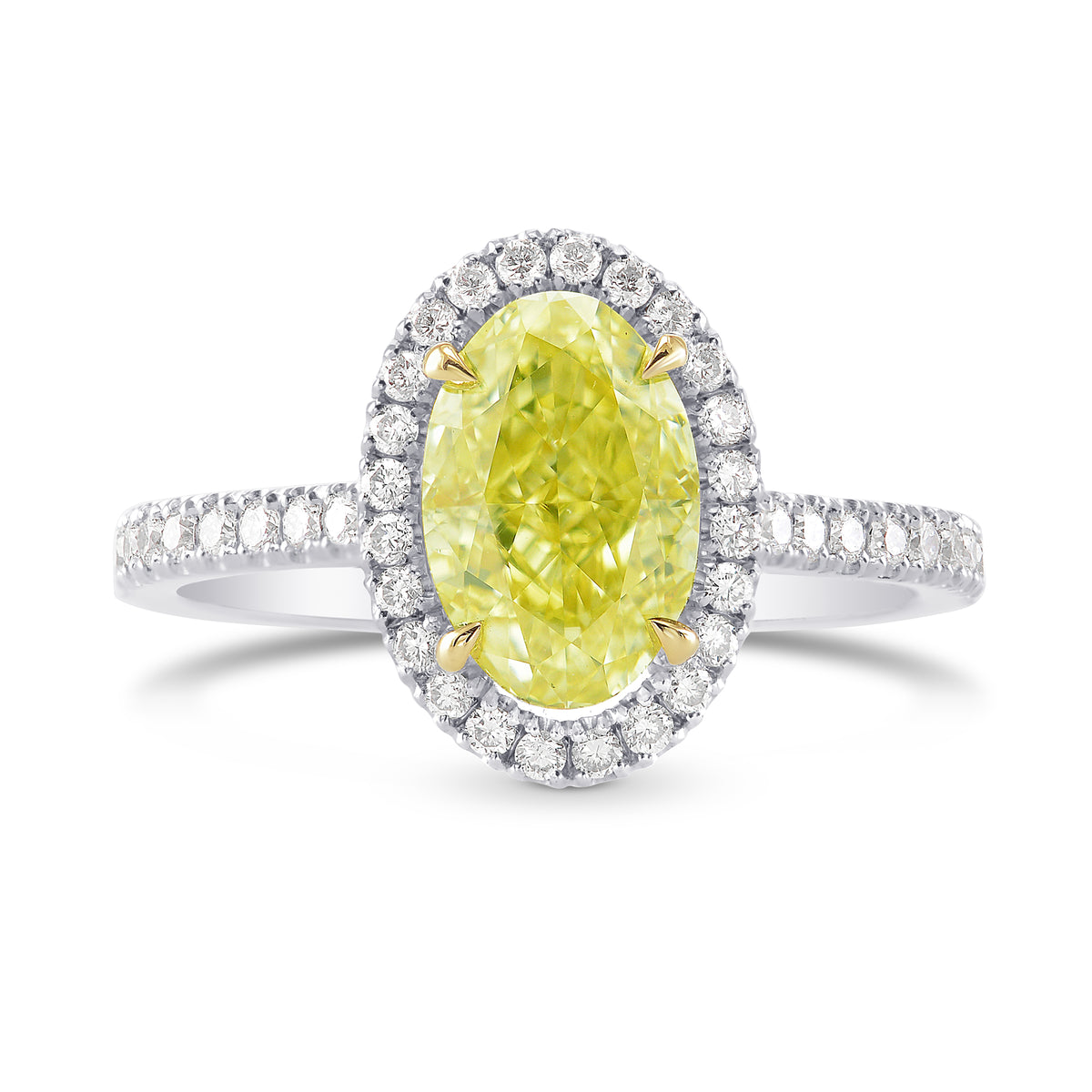 Fancy Intense Yellow Oval Diamond Halo Ring