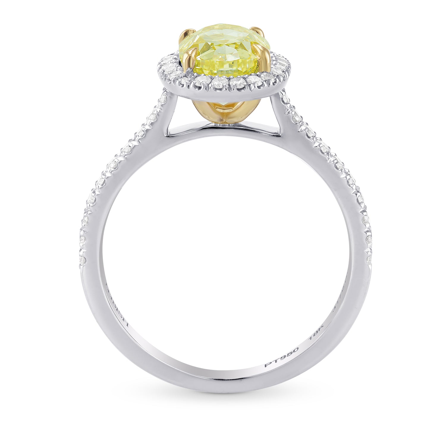 Fancy Intense Yellow Oval Diamond Halo Ring