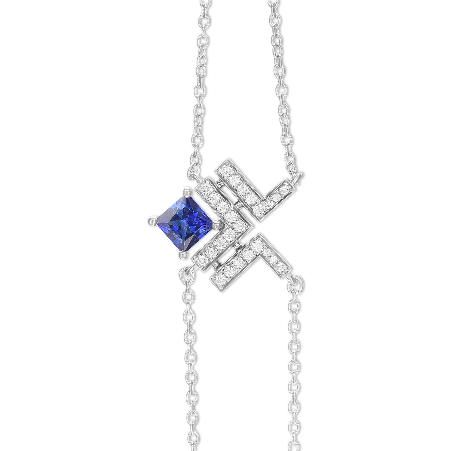 Princess Sapphire Leibish Logo Pave Bracelet - 2