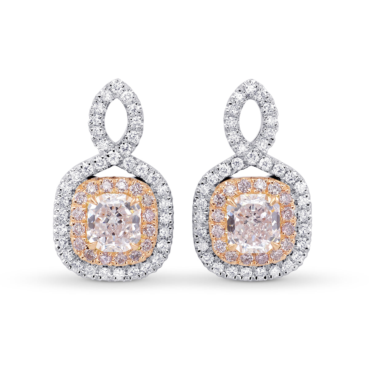 Very Light Pink Radiant Diamond Drop Earrings