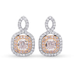 Very Light Pink Radiant Diamond Drop Earrings
