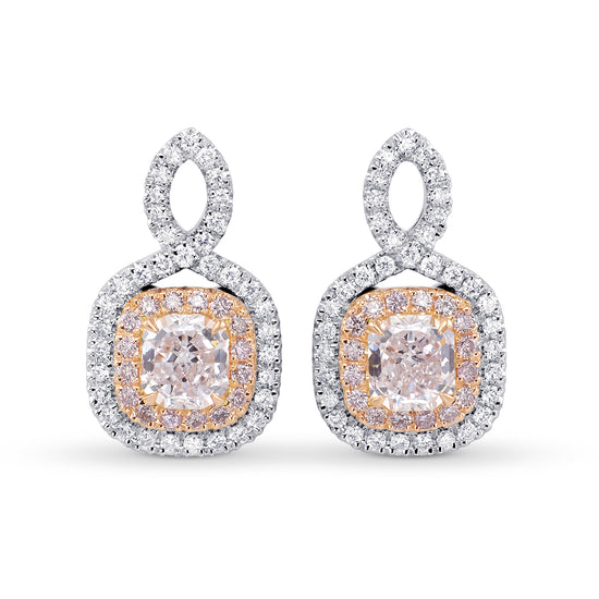 Very Light Pink Radiant Diamond Drop Earrings