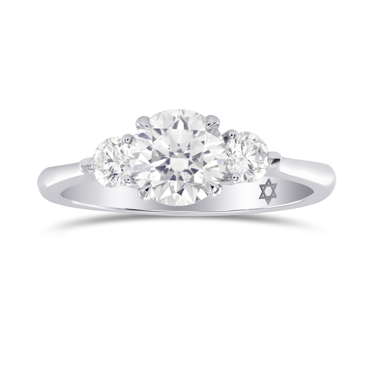 Colorless XXX Round Brilliant 3 Stone Diamond Ring