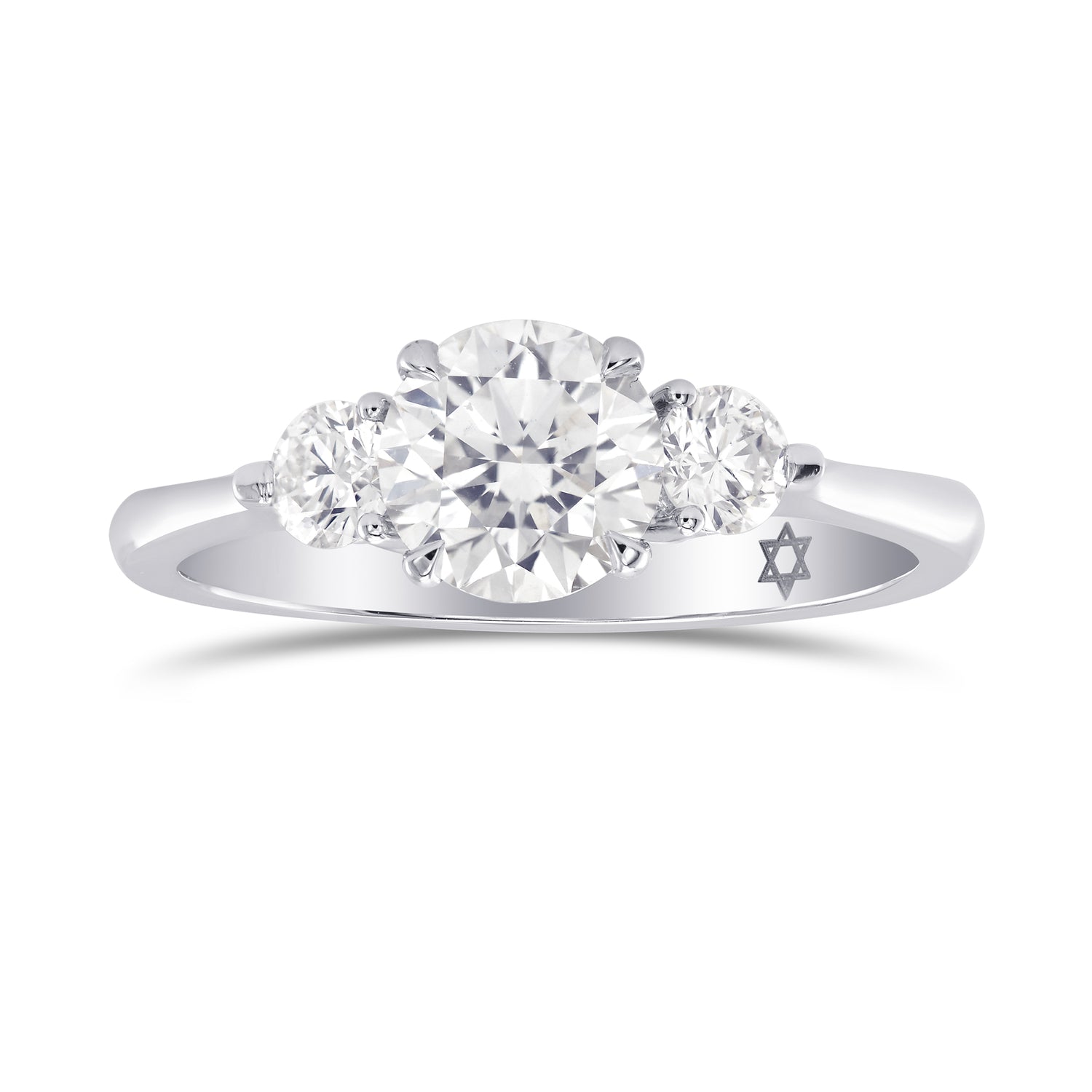 Colorless XXX Round Brilliant 3 Stone Diamond Ring