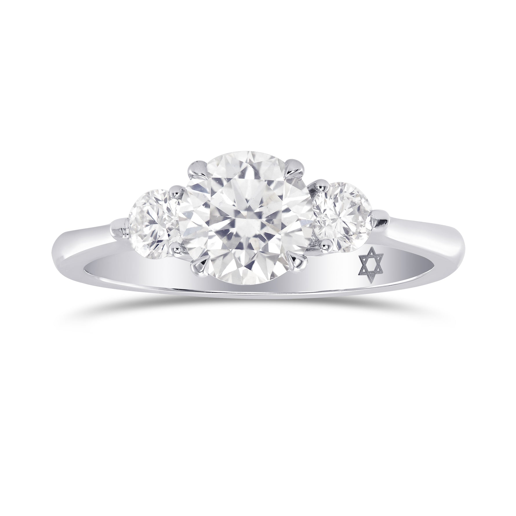 Colorless XXX Round Brilliant 3 Stone Diamond Ring