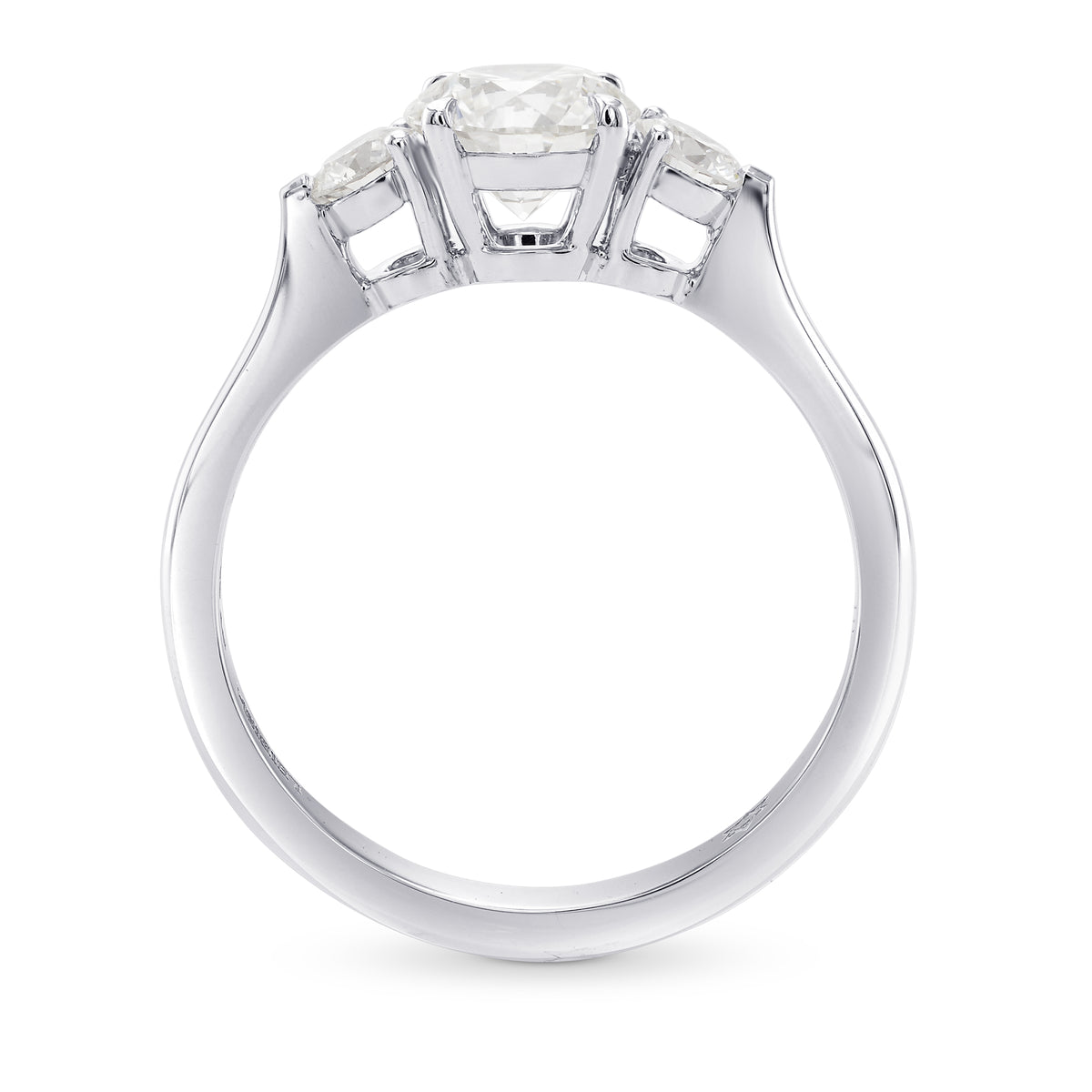 Colorless XXX Round Brilliant 3 Stone Diamond Ring