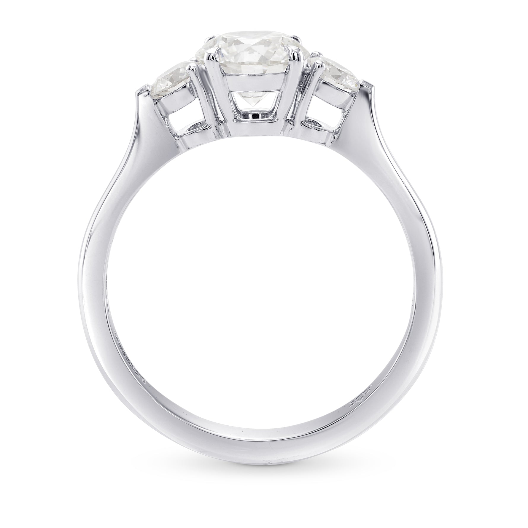 Colorless XXX Round Brilliant 3 Stone Diamond Ring