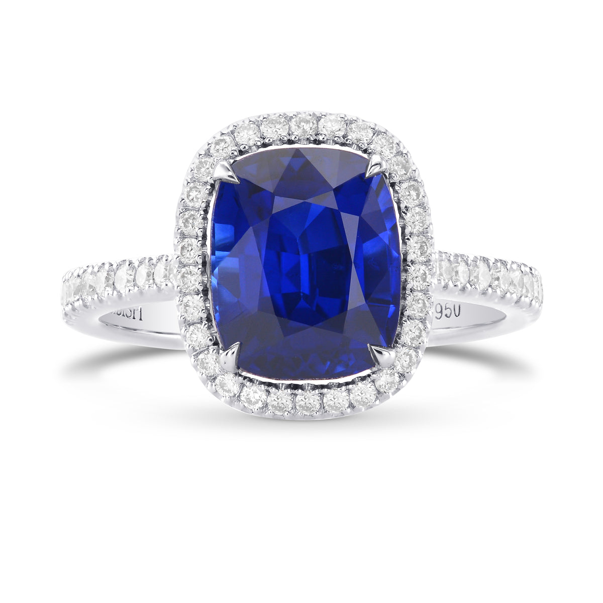 Cushion Sapphire & Diamond Halo Ring