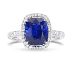Cushion Sapphire & Diamond Halo Ring