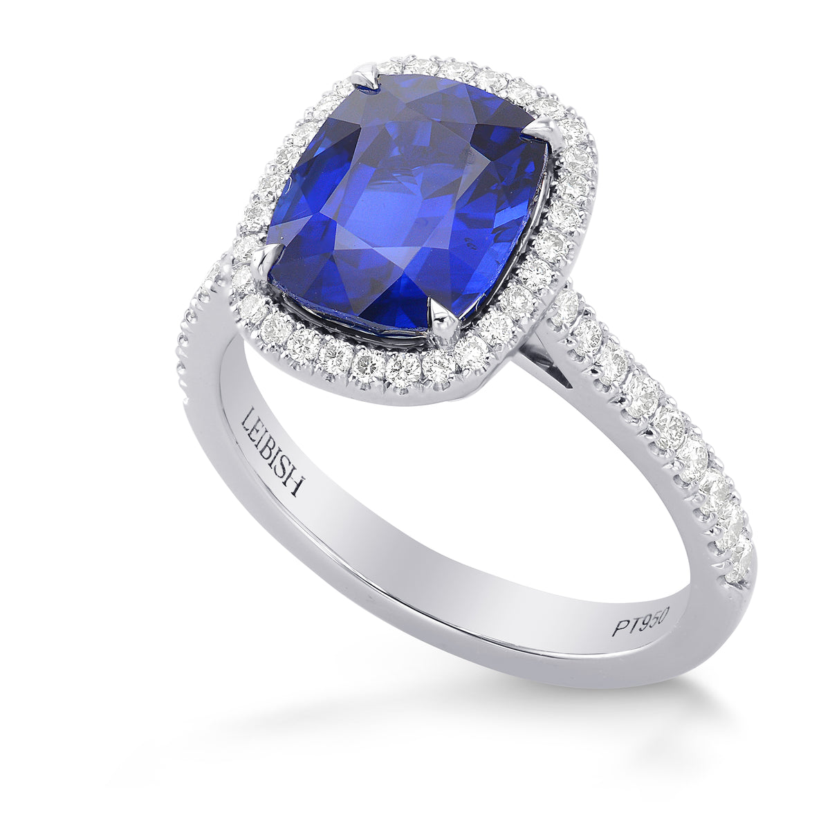Cushion Sapphire & Diamond Halo Ring