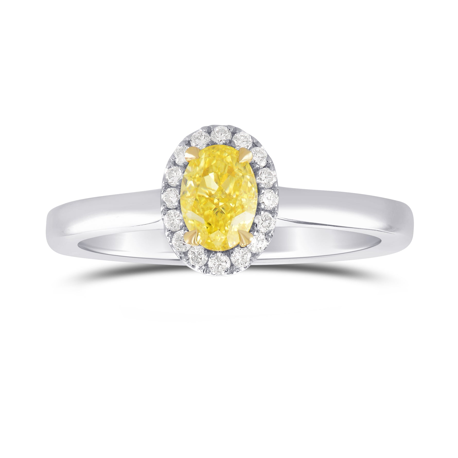 Fancy Intense Yellow Oval Diamond Halo Ring 