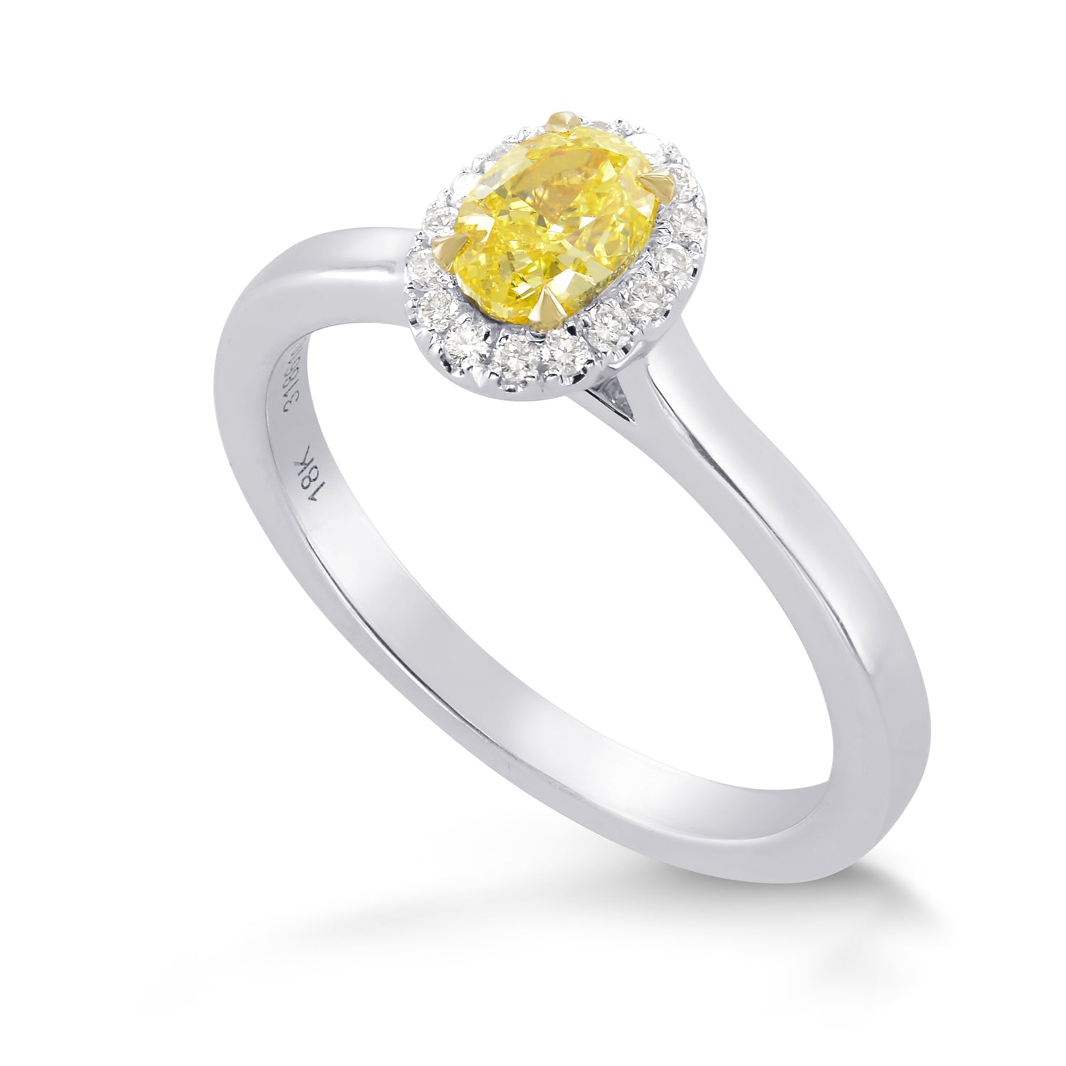 Fancy Intense Yellow Oval Diamond Halo Ring 