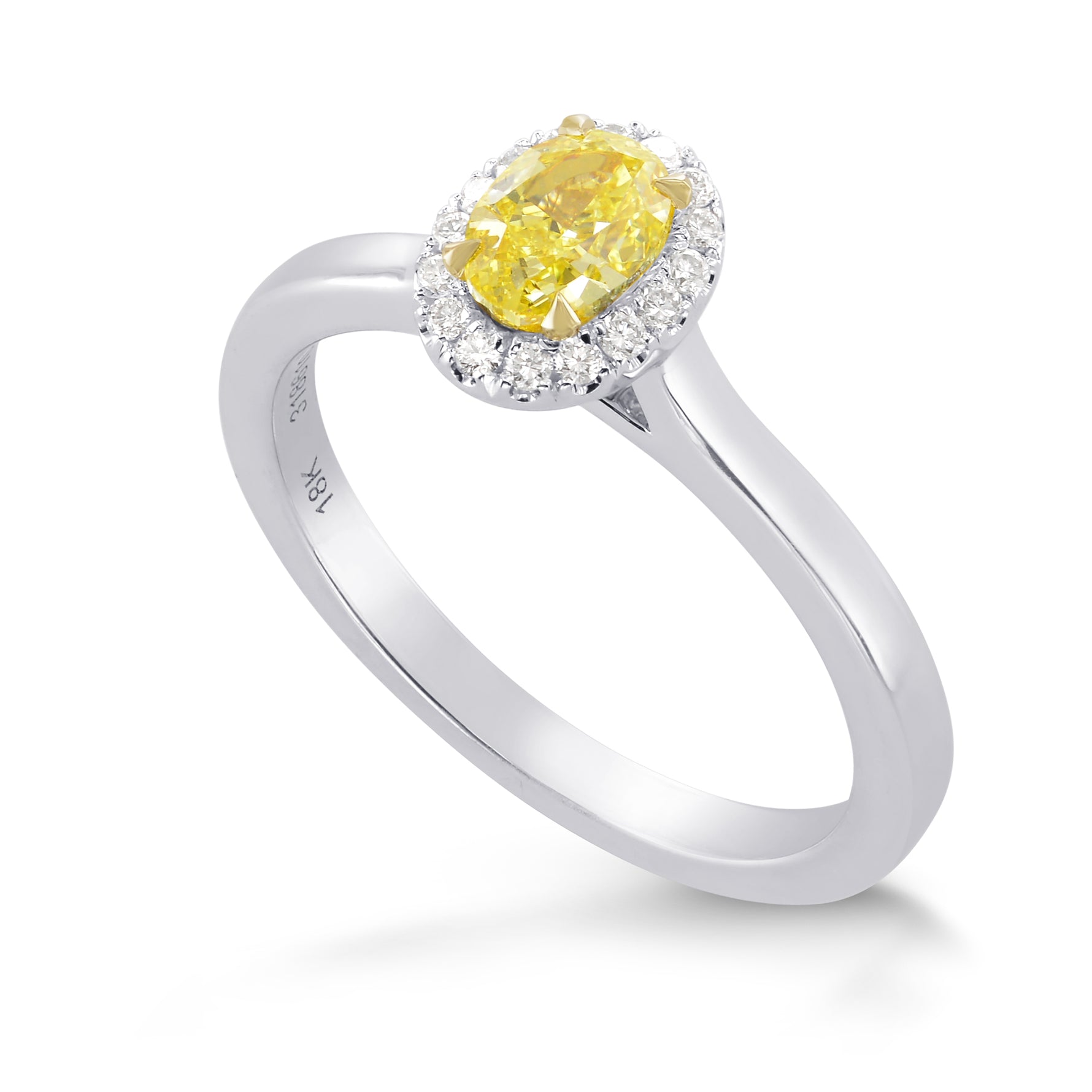 Fancy Intense Yellow Oval Diamond Halo Ring 