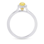 Fancy Intense Yellow Oval Diamond Halo Ring 