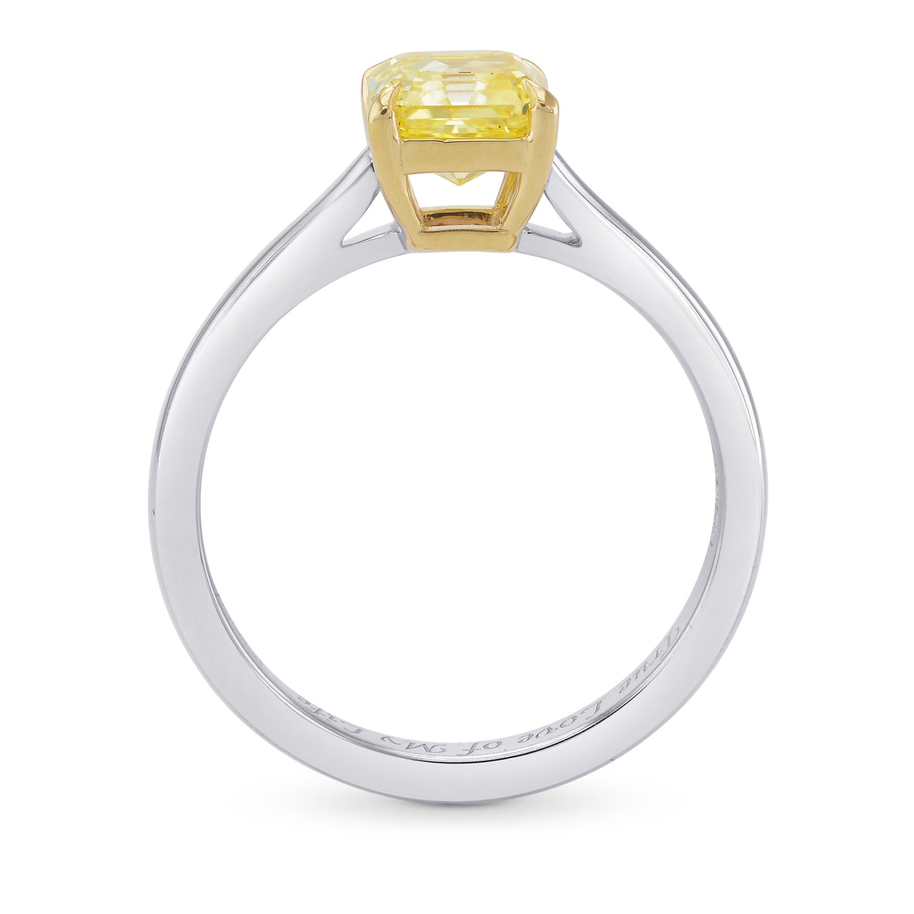Fancy Intense Yellow Asscher Diamond, Solitaire Ring 