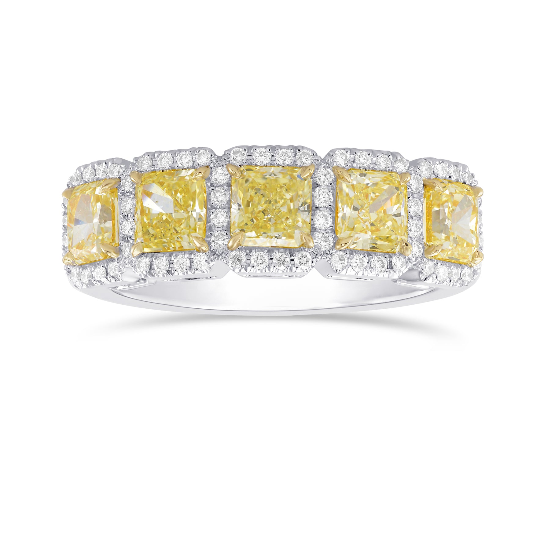 Fancy Light Yellow Radiant Diamond Five Stone Ring