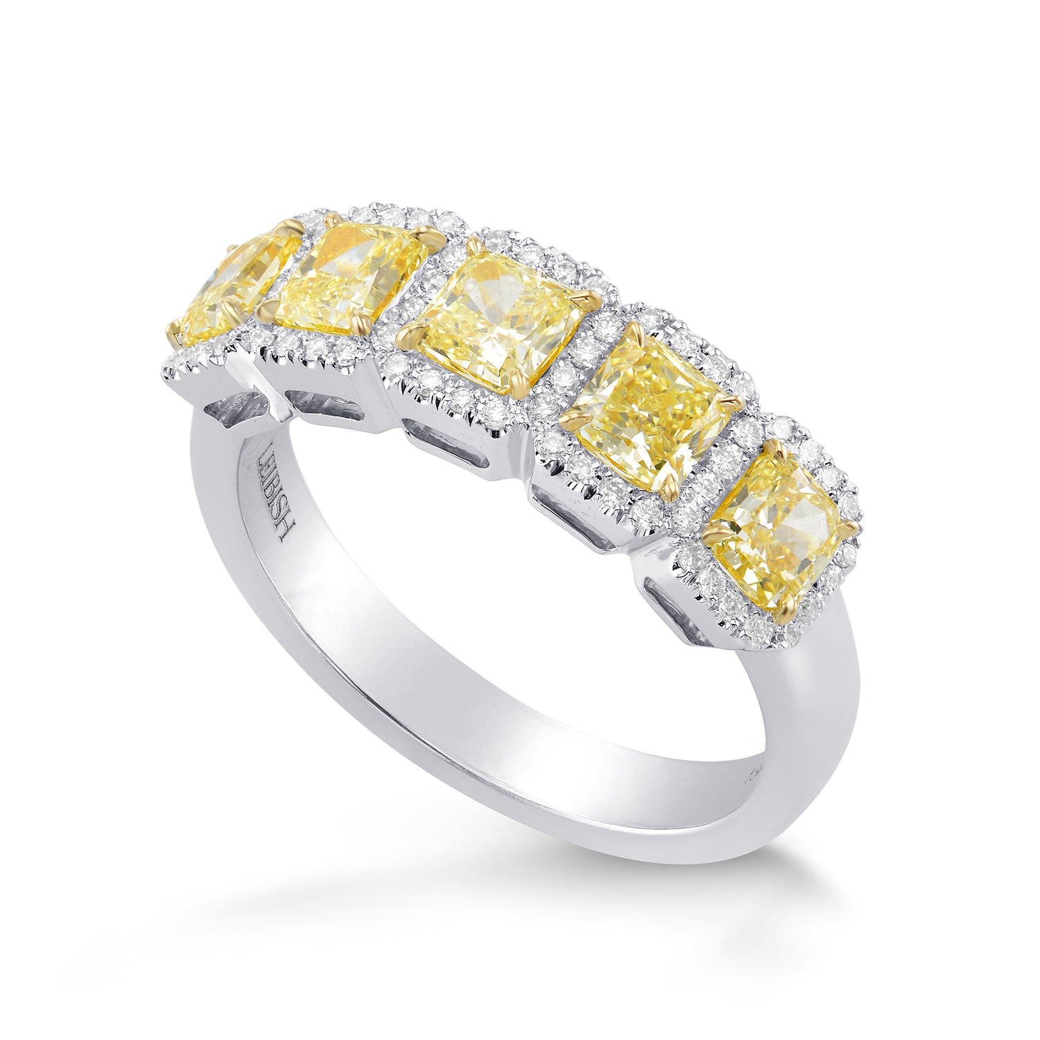 Fancy Light Yellow Radiant Diamond Five Stone Ring