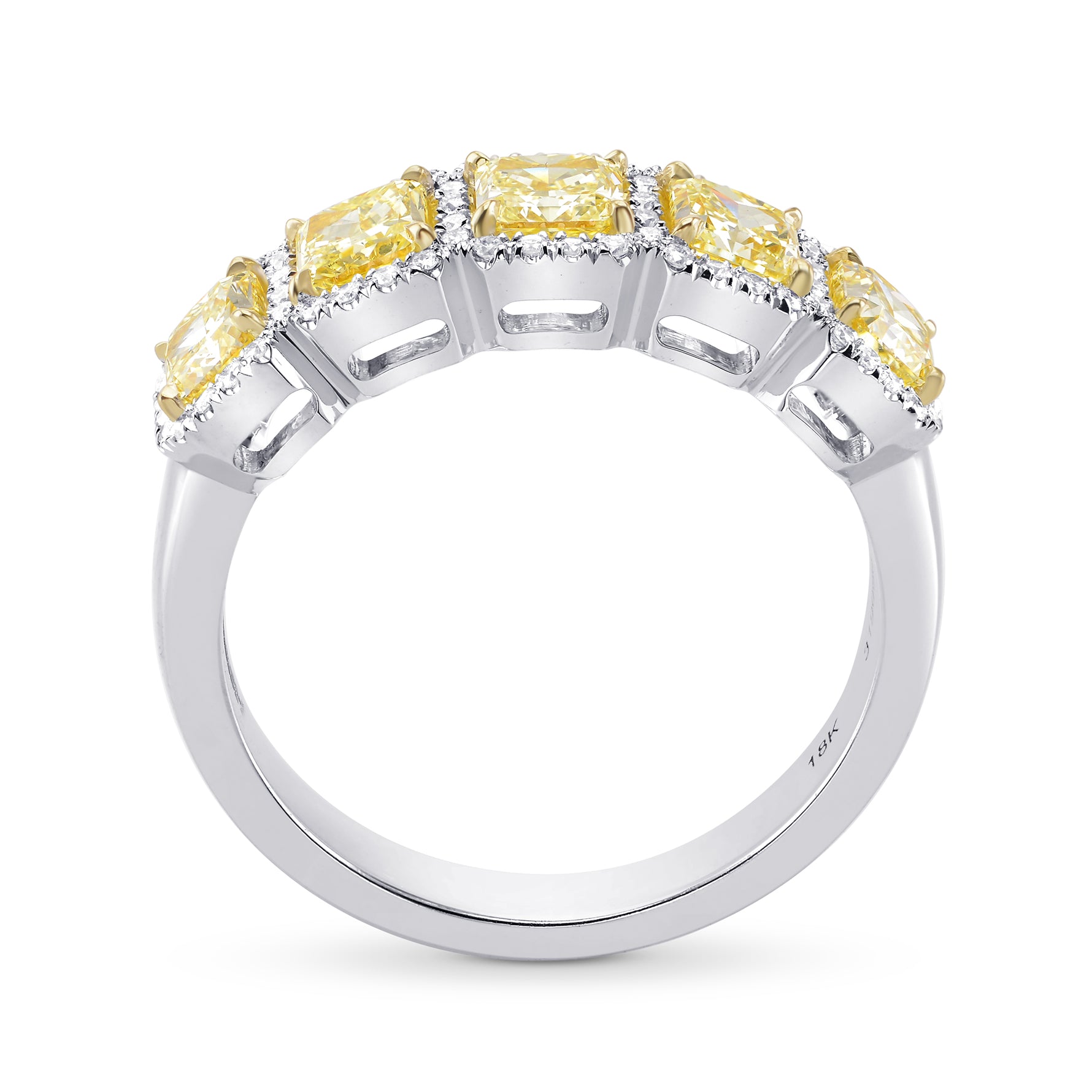 Fancy Light Yellow Radiant Diamond Five Stone Ring