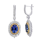 Oval Sapphire and Diamond Double Halo Earrings - 2