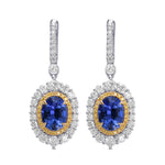 Oval Sapphire and Diamond Double Halo Earrings