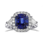 Cushion Sapphire & Triangle Halo Ring
