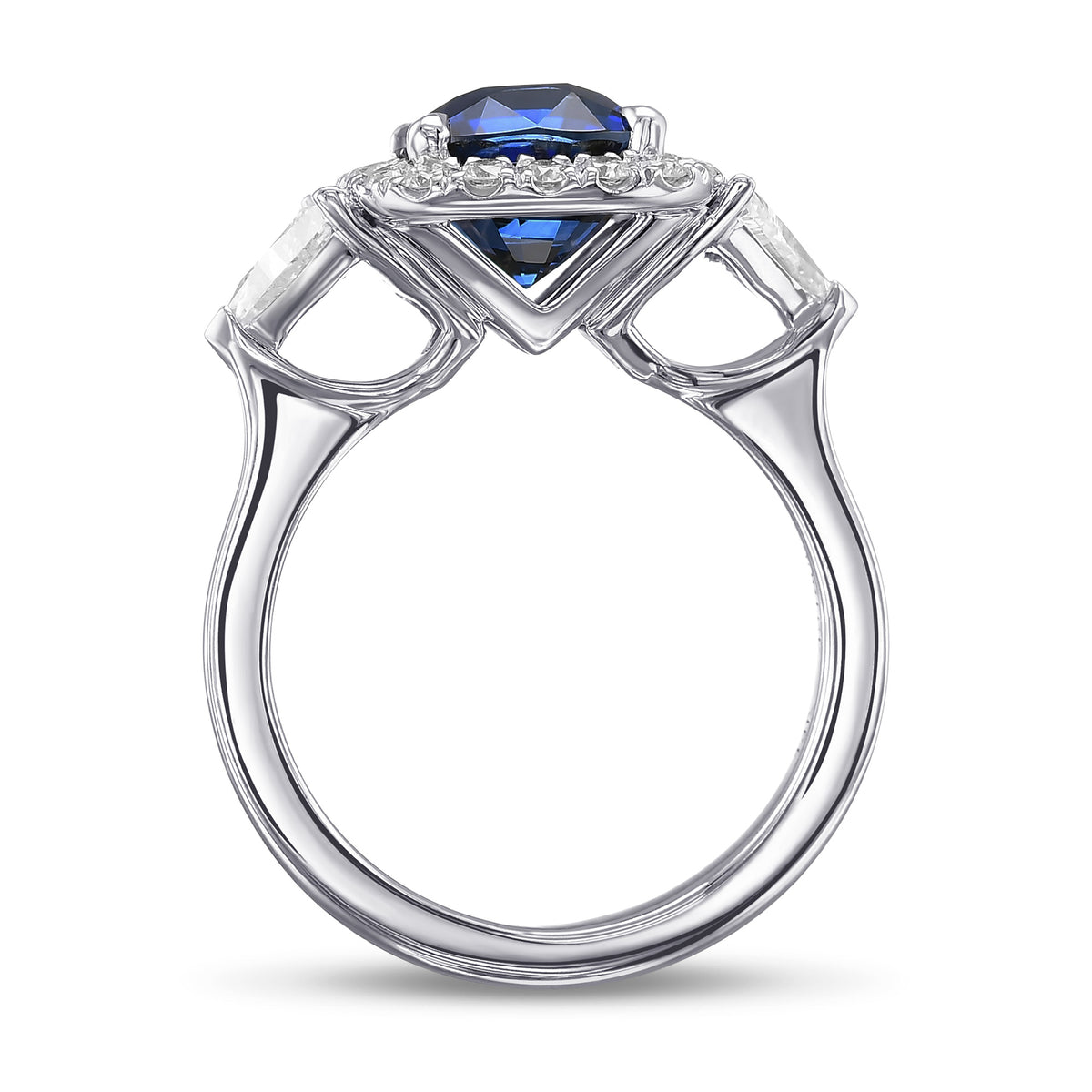 Cushion Sapphire & Triangle Halo Ring - 2