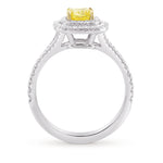Fancy Intense Yellow Cushion Double Halo Diamond Ring