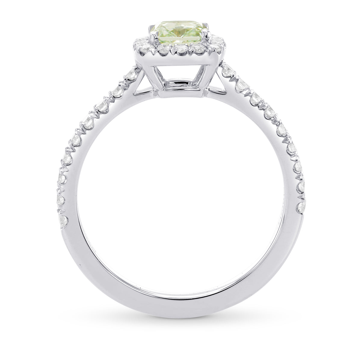 Fancy Light Green Radiant Diamond Halo Ring