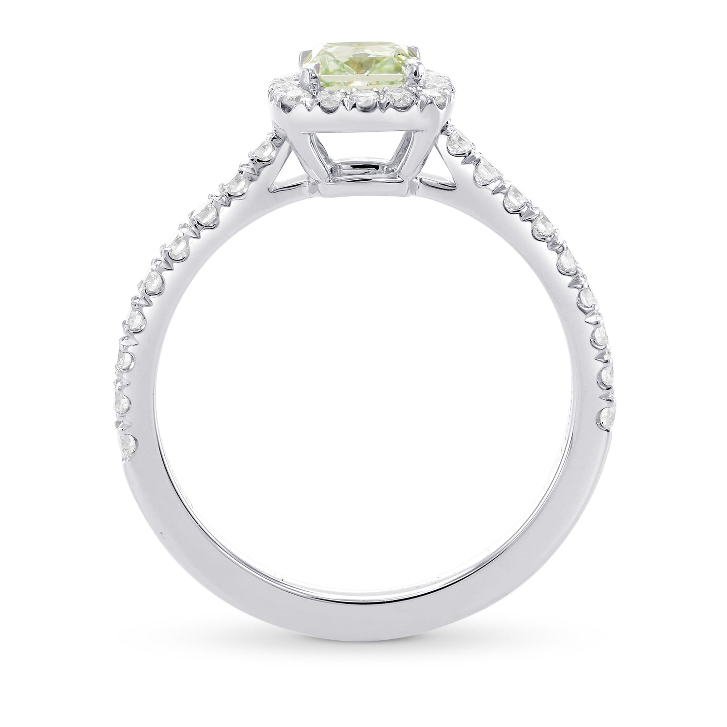 Fancy Light Green Radiant Diamond Halo Ring