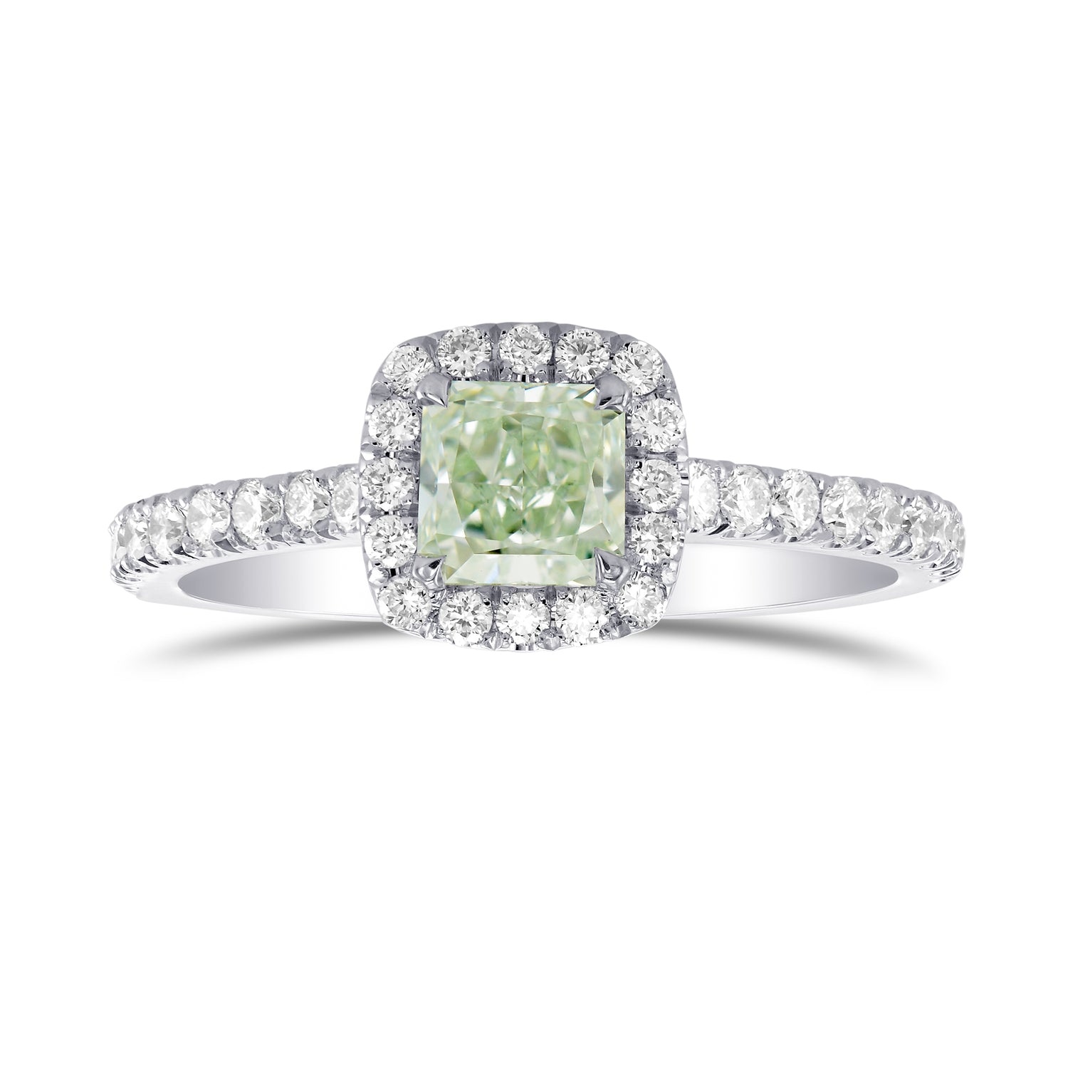 Fancy Light Green Radiant Diamond Halo Ring