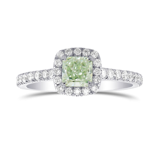 Fancy Light Green Radiant Diamond Halo Ring