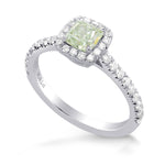 Fancy Light Green Radiant Diamond Halo Ring