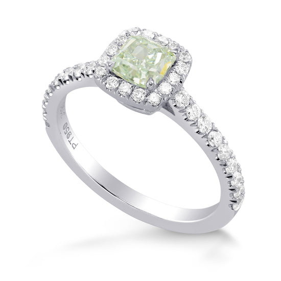 Fancy Light Green Radiant Diamond Halo Ring