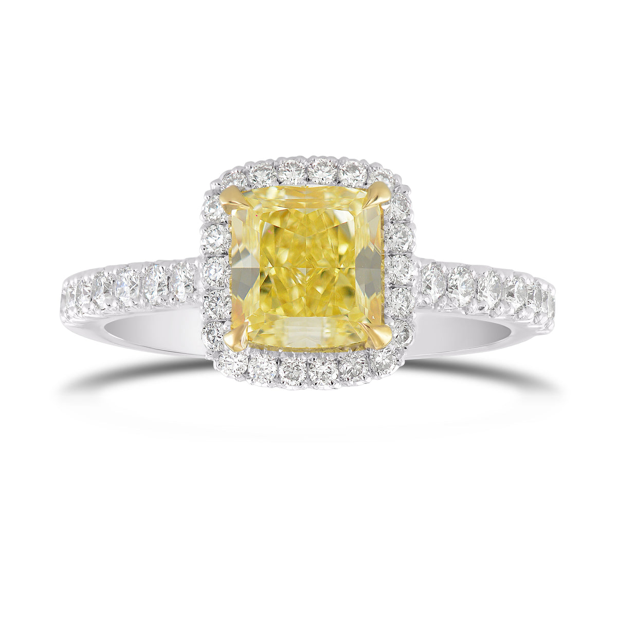 Fancy Intense Yellow Cushion Diamond Halo Ring