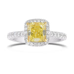 Fancy Intense Yellow Cushion Diamond Halo Ring