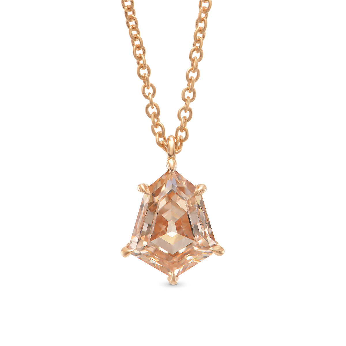 Fancy Brown Pink Kite Diamond Solitaire Pendant