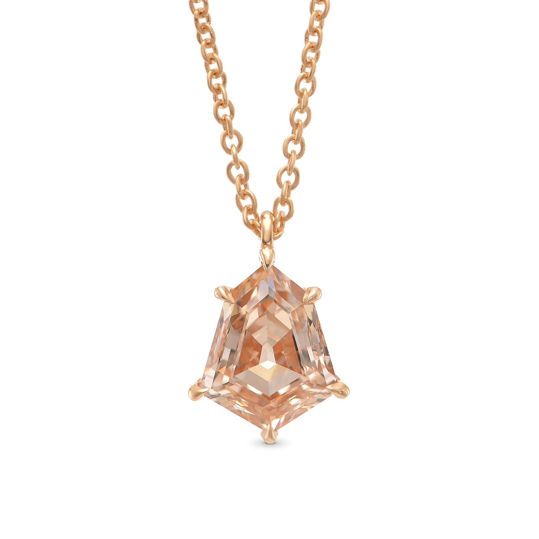 Fancy Brown Pink Kite Diamond Solitaire Pendant
