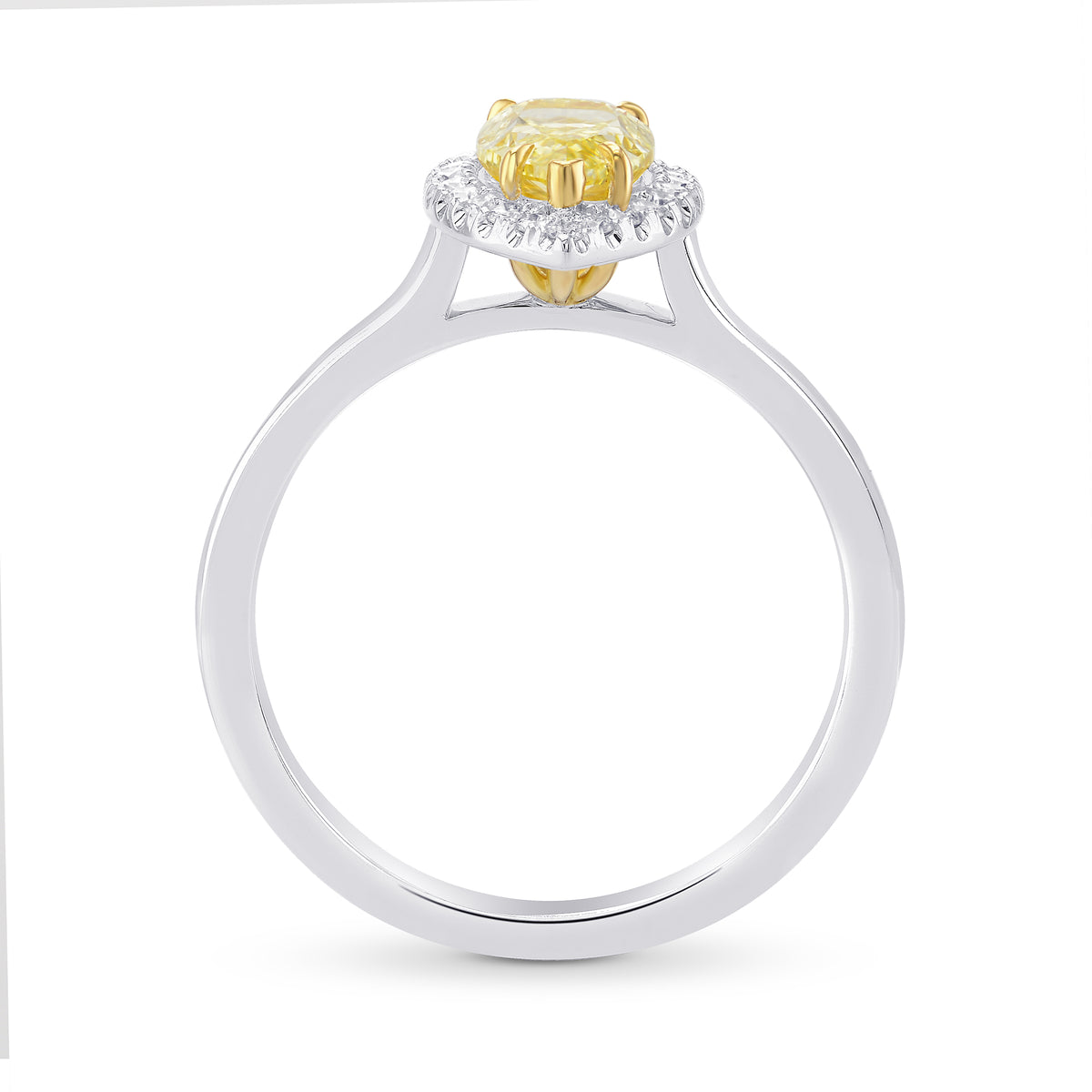 Fancy Yellow Pear Diamond Halo Ring