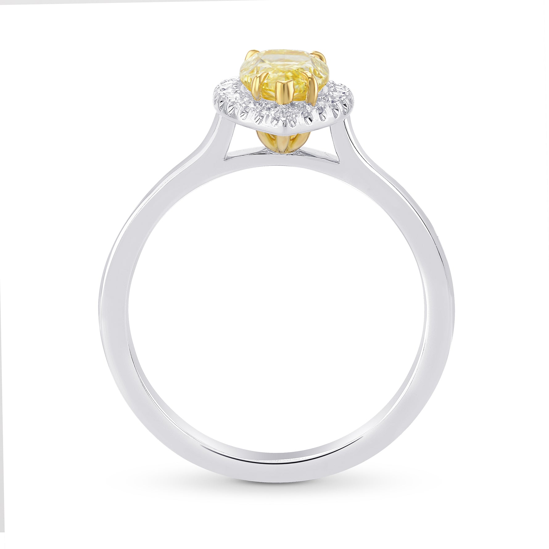 Fancy Yellow Pear Diamond Halo Ring
