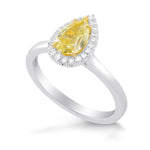 Fancy Yellow Pear Diamond Halo Ring