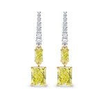 Fancy Yellow Radiant Diamond Drop Earrings
